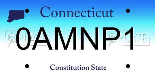 0AMNP1 Connecticut License Plate