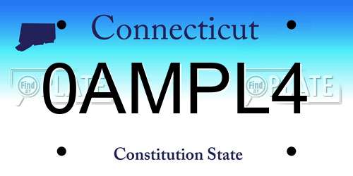 0AMPL4 Connecticut License Plate