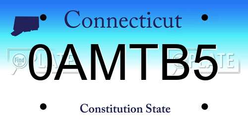 0AMTB5 Connecticut License Plate