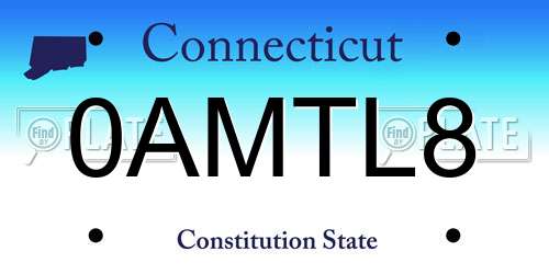 0AMTL8 Connecticut License Plate