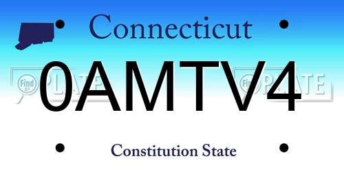 0AMTV4 Connecticut License Plate