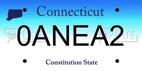 0ANEA2 Connecticut License Plate