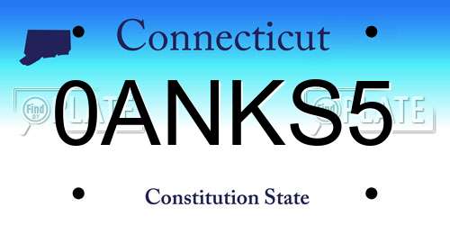 0ANKS5 Connecticut License Plate