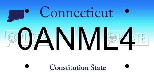 0ANML4 Connecticut License Plate
