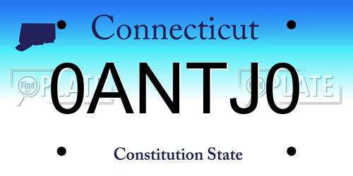0ANTJ0 Connecticut License Plate