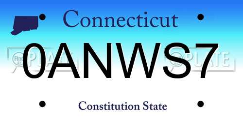 0ANWS7 Connecticut License Plate
