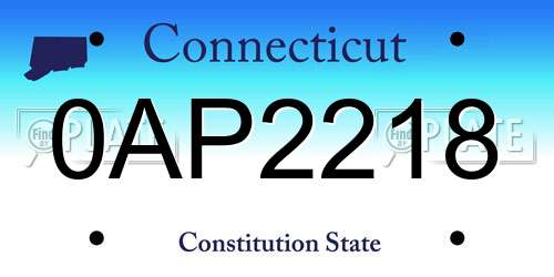 0AP2218 Connecticut License Plate