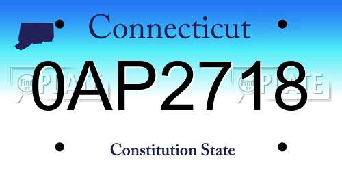 0AP2718 Connecticut License Plate