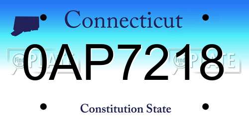 0AP7218 Connecticut License Plate
