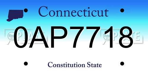 0AP7718 Connecticut License Plate