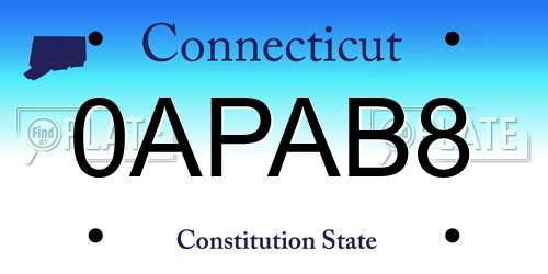 0APAB8 Connecticut License Plate