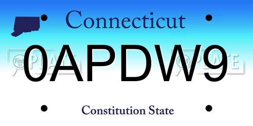 0APDW9 Connecticut License Plate