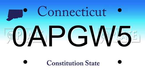 0APGW5 Connecticut License Plate
