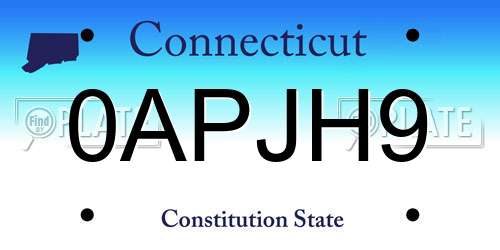 0APJH9 Connecticut License Plate