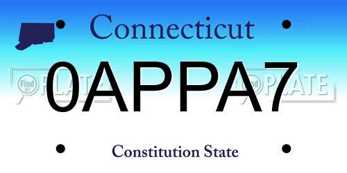 0APPA7 Connecticut License Plate
