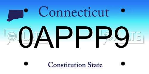 0APPP9 Connecticut License Plate