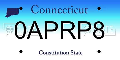 0APRP8 Connecticut License Plate