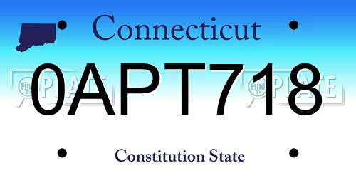 0APT718 Connecticut License Plate