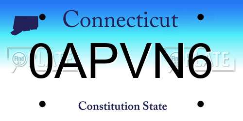 0APVN6 Connecticut License Plate