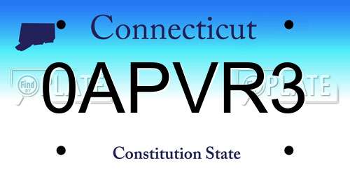 0APVR3 Connecticut License Plate