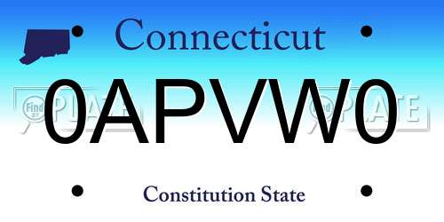 0APVW0 Connecticut License Plate