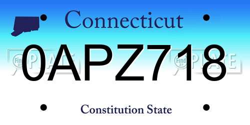 0APZ718 Connecticut License Plate