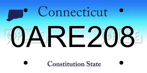 0ARE208 Connecticut License Plate