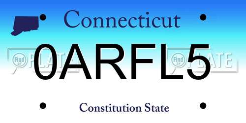 0ARFL5 Connecticut License Plate
