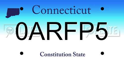 0ARFP5 Connecticut License Plate