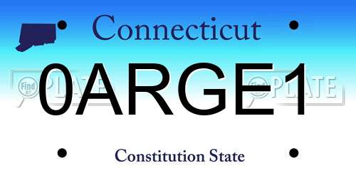 0ARGE1 Connecticut License Plate