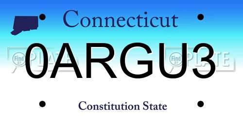 0ARGU3 Connecticut License Plate