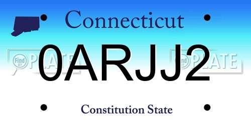 0ARJJ2 Connecticut License Plate