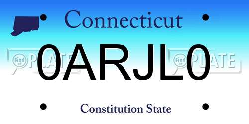 0ARJL0 Connecticut License Plate