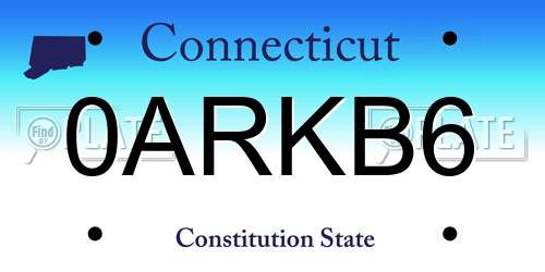0ARKB6 Connecticut License Plate