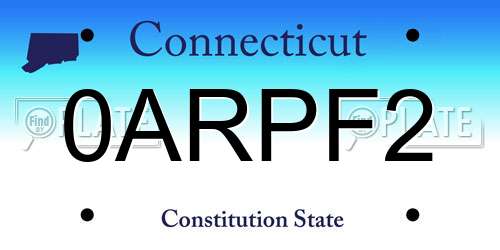 0ARPF2 Connecticut License Plate