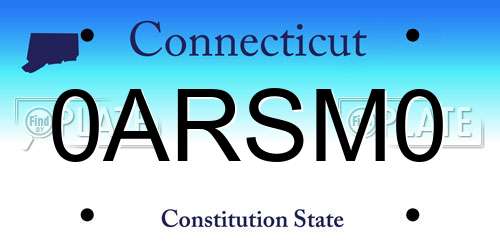 0ARSM0 Connecticut License Plate