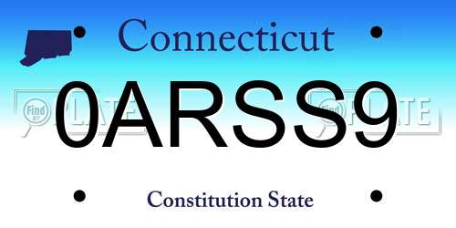0ARSS9 Connecticut License Plate