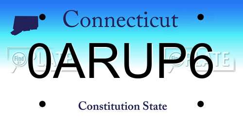0ARUP6 Connecticut License Plate