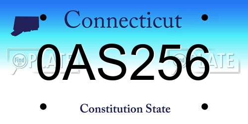 0AS256 Connecticut License Plate