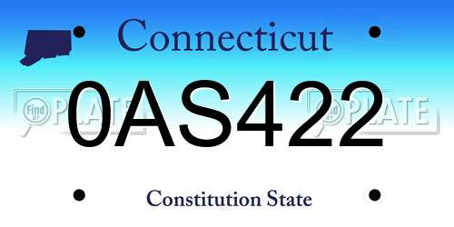 0AS422 Connecticut License Plate