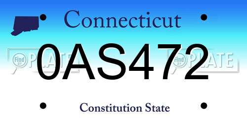 0AS472 Connecticut License Plate
