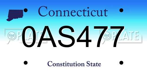 0AS477 Connecticut License Plate