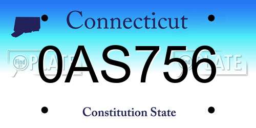 0AS756 Connecticut License Plate