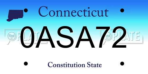 0ASA72 Connecticut License Plate