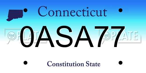 0ASA77 Connecticut License Plate