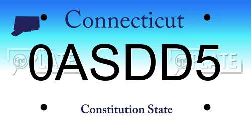 0ASDD5 Connecticut License Plate