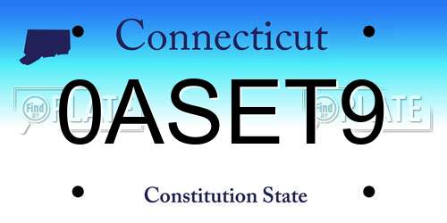 0ASET9 Connecticut License Plate