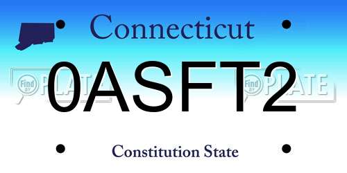 0ASFT2 Connecticut License Plate