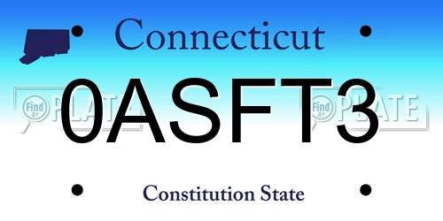 0ASFT3 Connecticut License Plate
