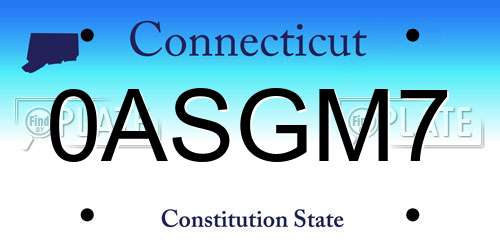0ASGM7 Connecticut License Plate